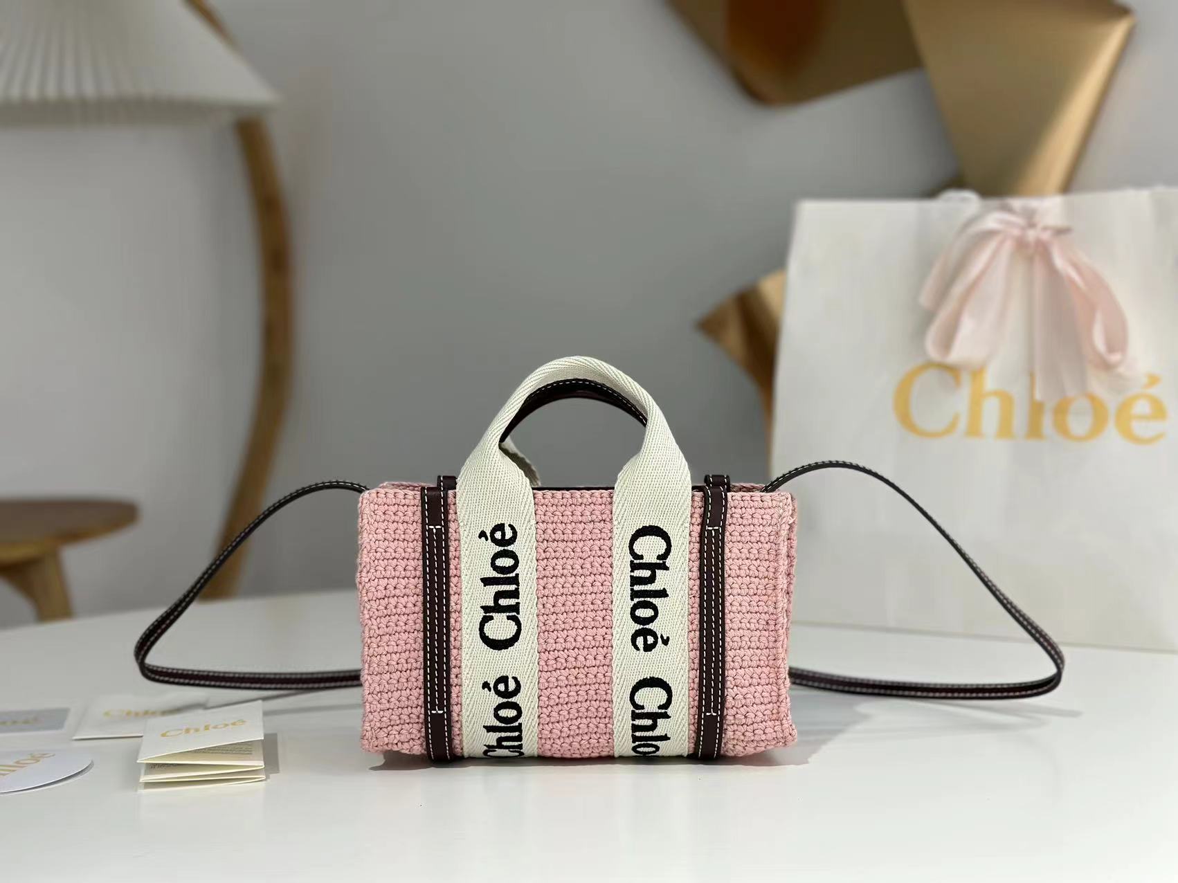 Chloe Mini Woody Tote Bag In Linen